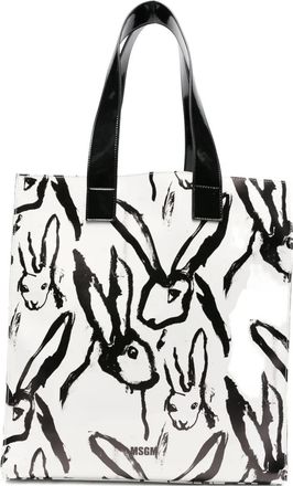 Msgm Borsa tote con stampa - Bianco