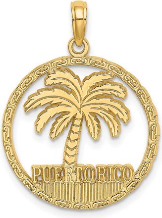 Diamond2Deal 14k Yellow Gold PUERTO RICO Palm Tree Charm