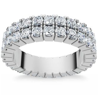 Pompeii3 2.25Ct Diamond Eternity Wedding Anniversary Ring Double Row 10k Gold Lab Grown