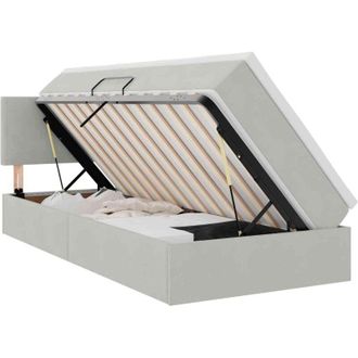 vidaXL Bed with Mattress with LED Light Grey 90 x 200 cm Velvet vidaXL