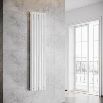 Sonni Sonni - Radiador De Vertical Blanco Ovalado Radiador Centro Conexi&oacute;n Doble Capa 357x1600mm