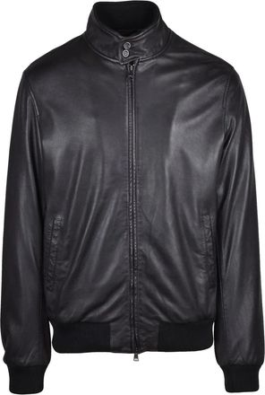 Mabrun Black Frank Quilted Interior Leather Jacket