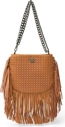 Think Royln Free Spirit Fringe Saddle Bag in Terracotta Perforated Leather at Nordstrom