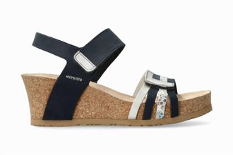 Mephisto Womens Lucia Lightweight Walking Wedge Sandal In Navy