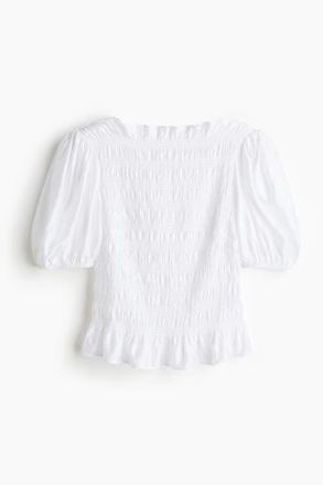 H&M Smocked Blouse in White at Nordstrom, Size Xx-Small