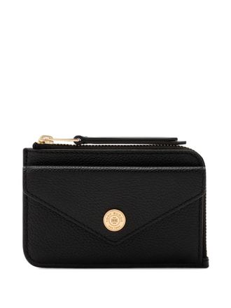 Tory Burch monogram envelope-zip wallet - women - Leather - One Size - Black
