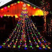 OEM Decoraciones Navide&ntilde;as Para Exteriores: Cascada De Luces De 3,8 M, 350 Led, 8 Modos, Multicolor, Para &Aacute;rbol De Navidad, Hogar, Patio, Porche, Terraza,