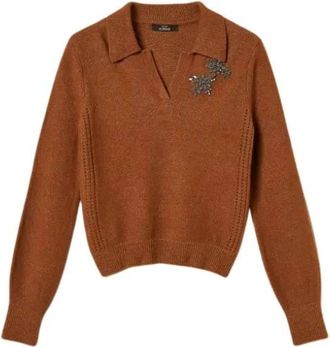 Twinset V-neck Truien - Dames - V-hals truien - Bruin - XS - Truien & Vesten