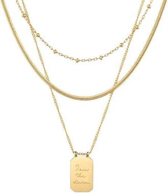 Mantra I Am the Storm - Layered Necklace in Yellow Gold at Nordstrom