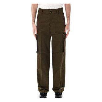 Valentino Garavani Straight Trousers, male, Green, Size: L Cargo Trousers in Cotton Gabardine
