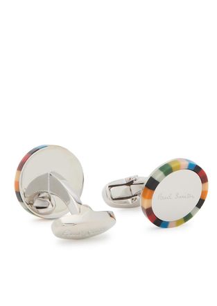 Paul Smith Logo-engraved Striped Cufflinks - Multicoloured 1 - One Size