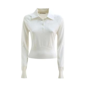 Givenchy Polo van katoen en zijde - Dames - Tops - Wit - Maat: S Katoen