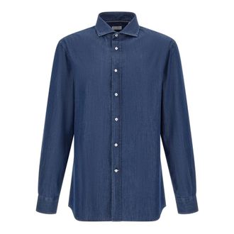Brunello Cucinelli Lichtgewicht Denim Overhemd - Heren - Spijkeroverhemden - Blauw - M - Denim - Overhemden
