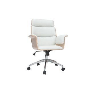 Miliboo Miliboo - Sill&oacute;n De Escritorio Blanco Y Madera Clara Elon