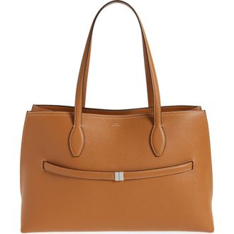 Toteme Lounge Belted Leather Tote in Tan at Nordstrom