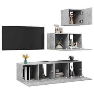Berkfield Home Modern 4 Piece TV Cabinet Set Concrete Grey Engineered Wood