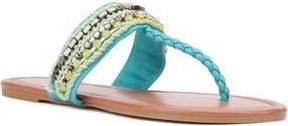 New York & Company Joyce Beaded T-Strap Sandal in Aqua at Nordstrom Rack, Size 9