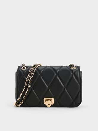 Charles & Keith Arwen Diamond-Quilt Braided-Strap Shoulder Bag