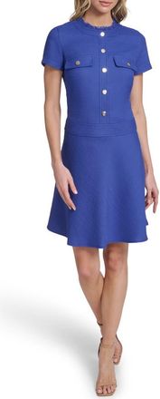 Tommy Hilfiger Novelty Woven Fit & Flare Dress in Pro Blue at Nordstrom Rack, Size 14