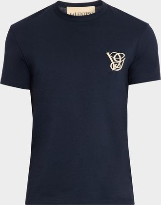 Valentino Garavani Mens Jersey Embroidered Moonogram T-Shirt