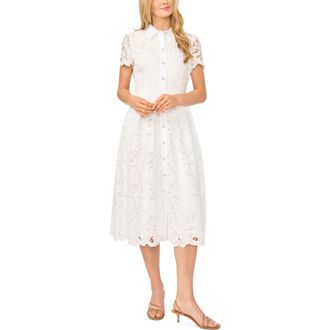 Ted Baker Mona Cutwork Lace Shirtdress in Ultra White at Nordstrom, Size 12