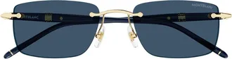 Montblanc Blue Mb0344s Meisterstuck Rectangle Sunglasses