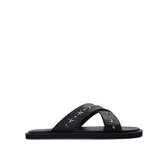 Jimmy Choo London Black Calfskin Strap-On Mens Sandals