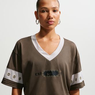 Nike Womens Nike Sportswear Cropped Jersey Top in Brown | IR4680-212