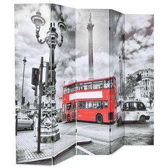 Berkfield Home Folding Room Divider 200x170 cm London Bus Black & White