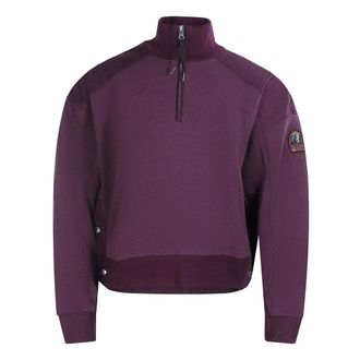 Parajumpers Womens Quarter Zip Turtleneck Fleece Purple Sweatshirt Cotton - Size Small
