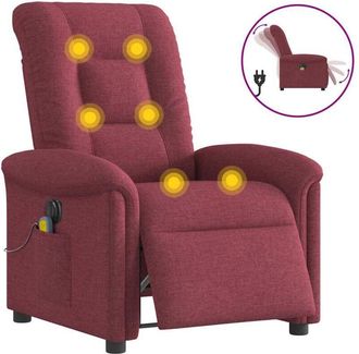 vidaXL Sill&oacute;n De Masaje Reclinable El&eacute;ctrico Tela Rojo Tinto Vidaxl