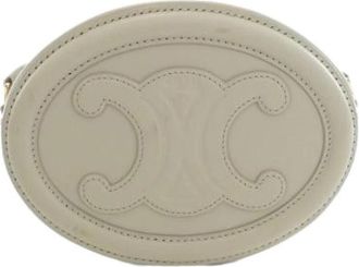 Celine Pre-owned Cross Body Ovalen Tas Kalfsleer Schoudertas - Dames - Vintage Schoudertas - Beige - ONE Size - Leer - Vintage
