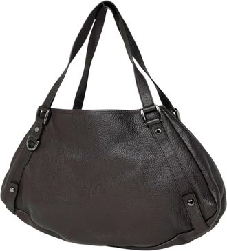 Gucci Dark Brown Leather Handbag Tote Bag (Pre-Owned)