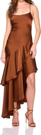 Susana Monaco Satin Ruffle String Dress In Toast
