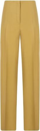 Alberta Ferretti Klassieke Broek met Hoge Taille - Dames - Straight fit broeken - Geel - L - Leer - Broeken
