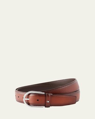 Montblanc Mens Leather Horseshoe-Buckle Business Belt