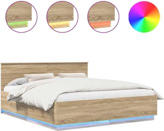 vidaXL Estructura De Cama Con Tiras Led Roble Sonoma 200 X 200 Cm Vidaxl