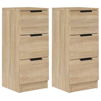 vidaXL Vidaxl - Aparadores 2 Uds Madera Contrachapada Roble Sonoma 30x30x70 Cm