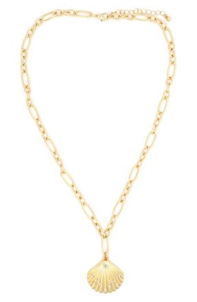 Panacea Cubic Zirconia Shell Pendant Necklace in Gold at Nordstrom