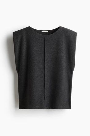H&M Knitted Top in Dark Gray Melange at Nordstrom, Size Medium