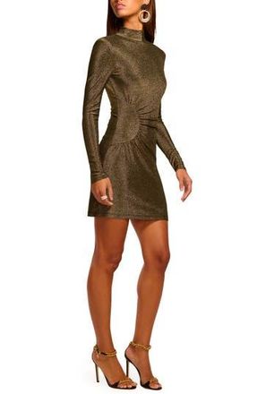 Ramy Brook Amarylis Metallic Cutout Long Sleeve Minidress in Gold Knit at Nordstrom Rack, Size Medium