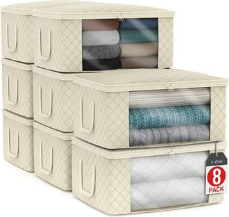 Sorbus Set Of 8 Foldable Storage Organizer Bags With Window & Handles