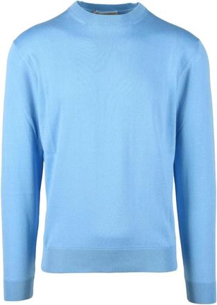 FILIPPO DE LAURENTIIS Katoenen T-shirt - Heren - Ronde hals truien - Blauw - L - Katoen - Truien & Vesten