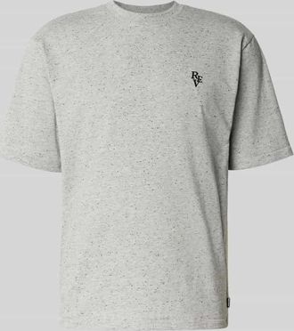 Review T-Shirt mit Label-Stitching in Hellgrau Melange, Gr&ouml;&szlig;e XS
