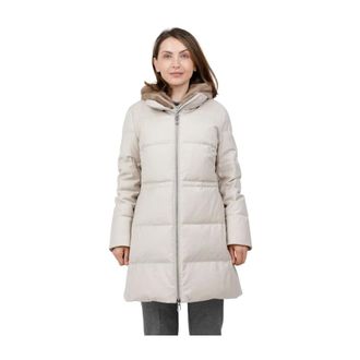 Duno Jassen, Dames, Beige, M, Wol, Lichtgewicht wollen donsjack met afneembare slabbetje