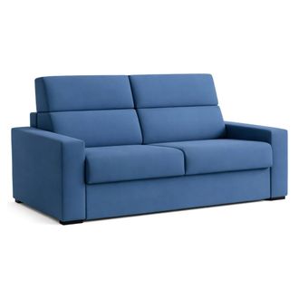 Dmora Sof&aacute; Cama 2 Plazas Sonico, Desenfundable, Con Almacenaje Made In Italy, Apertura Abatible, 200x95 Cm Azul