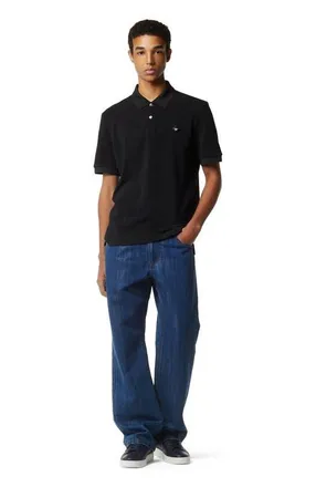 MCM Diamond Patch Piqu&eacute; Polo in Black at Nordstrom, Size Xx-Large