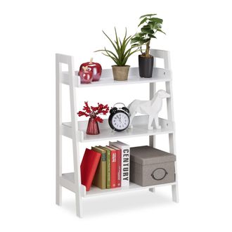 Relaxdays Estanter&iacute;a De Escalera Con 3 Niveles, Decoraci&oacute;n, De Pie, Plantas Y Libros, Mdf, 82,5 X 61 X 29 Cm, Blanco - Relaxdays