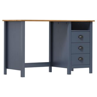 Berkfield Home Desk Hill with 3 Drawers Grey 120x50x74 cm Solid Pine Wood | Size: 120 x 50 x 74 cm