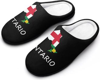 Generic Ontario Flag Canada Canadian Mens Slippers Slip On Comfortable Fleece Cotton House Shoes Winter